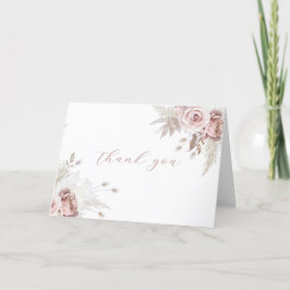 Tarjeta De Agradecimiento Dusty Rosa Rubor Ivory Modern Boho Boda