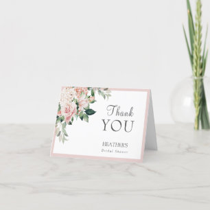 Tarjeta De Agradecimiento Dusty Rosa Rubor Peony Floral Bridal Shower