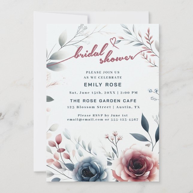 Tarjeta De Agradecimiento Dusty Rosa y Ivory Bridal Shower (Anverso)
