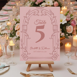Tarjeta De Agradecimiento Dusty Rose Ornate Arch Wedding Table Number Card