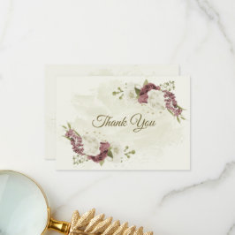 Tarjeta De Agradecimiento dusty rose white flowers botanical wedding