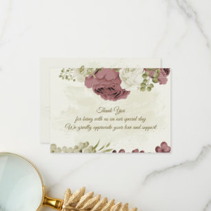 Tarjeta De Agradecimiento dusty rose white flowers botanical wedding