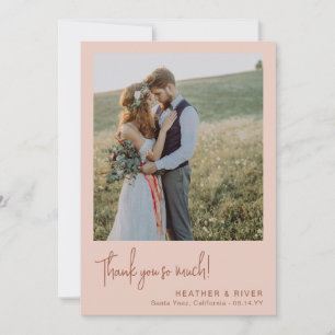 Tarjeta De Agradecimiento Dusty Rubor Romantic Boda de fotos personalizado