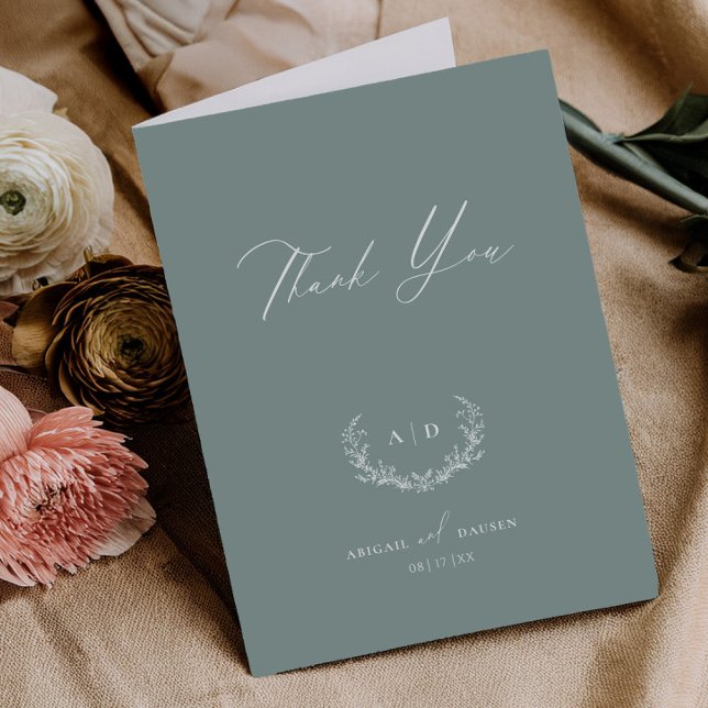 Tarjeta De Agradecimiento Dusty Sage Thank you Wedding Folded Note Card (Subido por el creador)