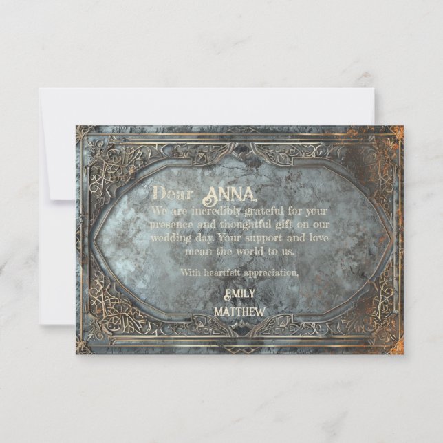 Tarjeta De Agradecimiento Dwarven Splendor Fantasy Boda (Anverso)