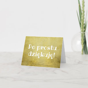 Tarjeta De Agradecimiento Dziękujægracias en oro polaco elegante