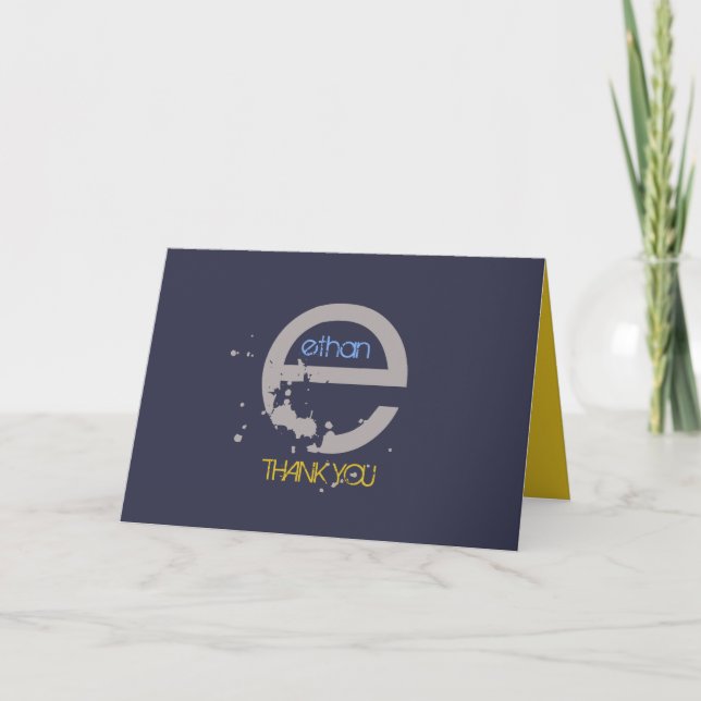 Tarjeta De Agradecimiento E Barra de colección inicial Mitzvah Gracias Tarje (Anverso)