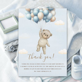 Tarjeta De Agradecimiento Eagerly Awaiting Baby Boy Bear Shower