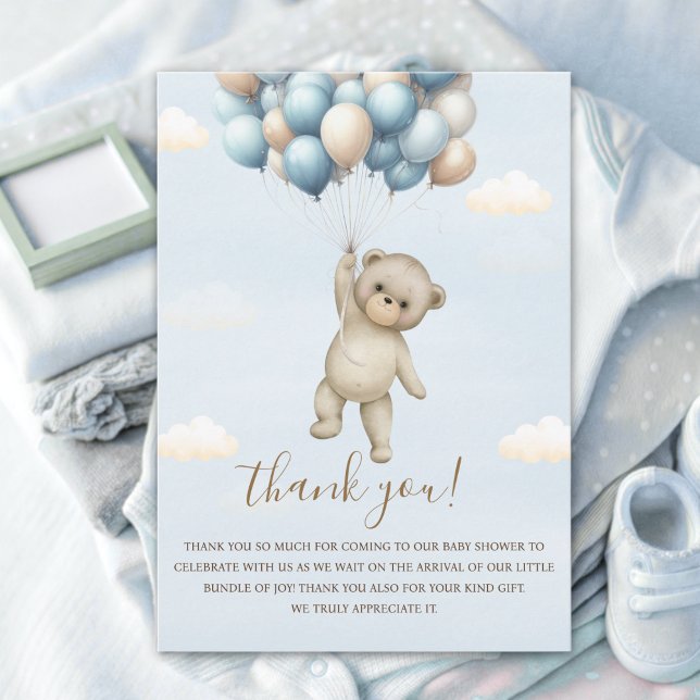 Tarjeta De Agradecimiento Eagerly Awaiting Baby Boy Bear Shower (Subido por el creador)