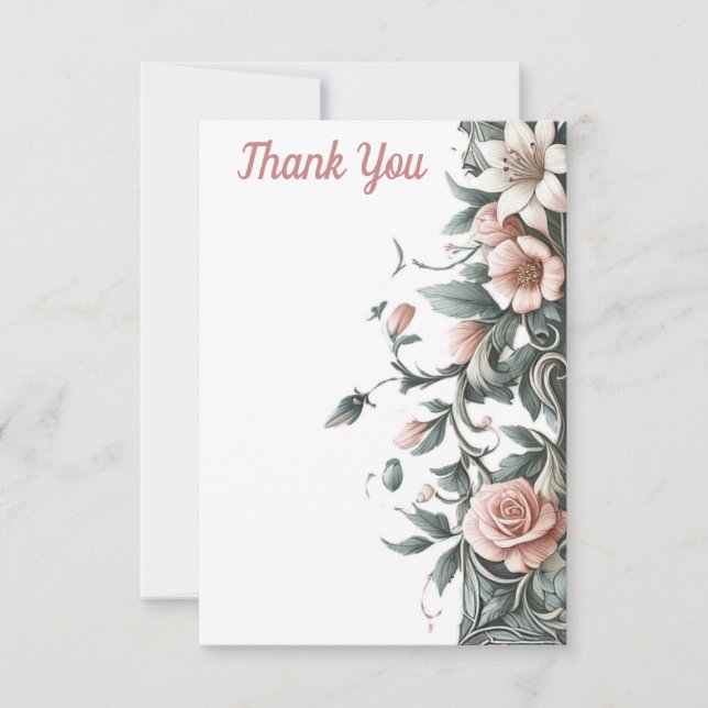 Tarjeta De Agradecimiento Earthy Floral Vine (Anverso)