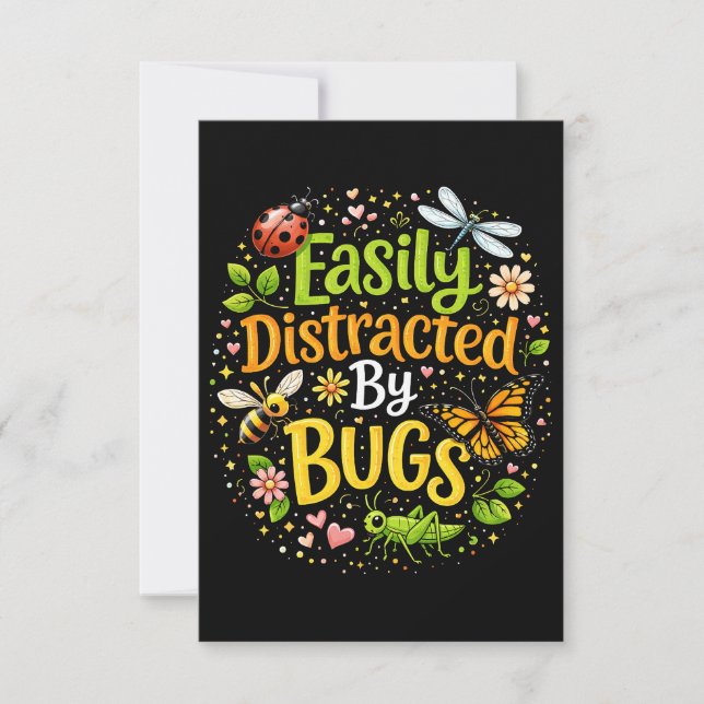 Tarjeta De Agradecimiento Easily Distracted by Bugs (Anverso)