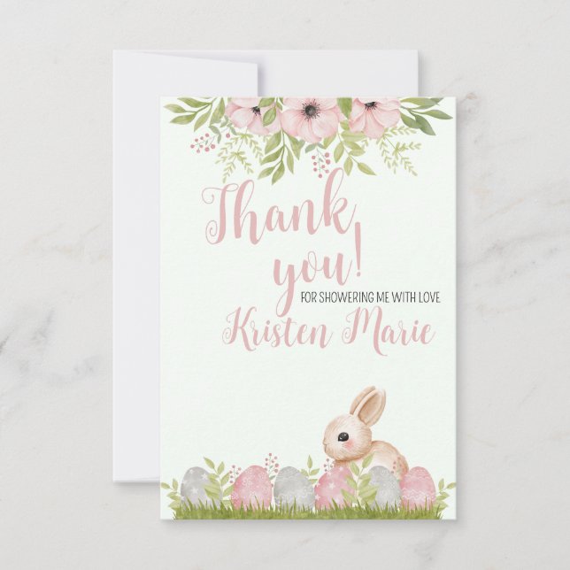 Tarjeta De Agradecimiento Easter Bunny Baby Shower (Anverso)