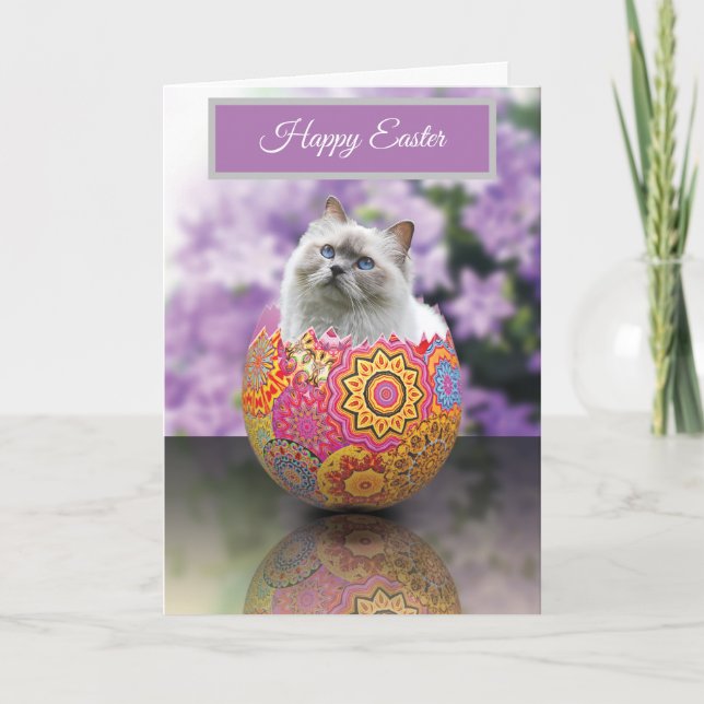 Tarjeta De Agradecimiento Easter Egg Kitten Cat Happy Easter Card (Anverso)