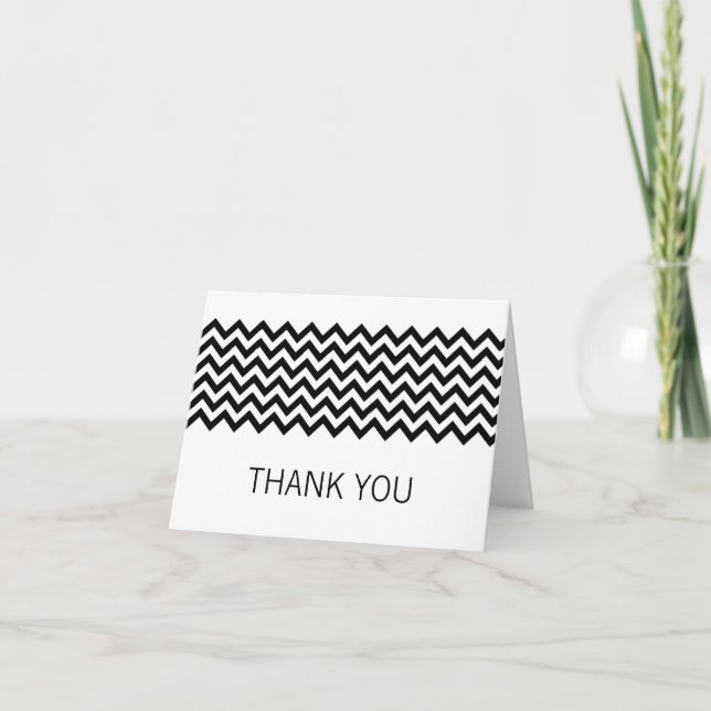 Tarjeta de agradecimiento Ebony Simple Chevron (Anverso)