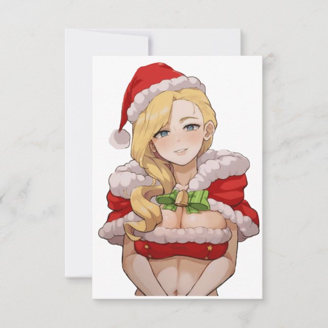 Tarjeta De Agradecimiento Ecchi Lady Santa Cutie (Anverso)