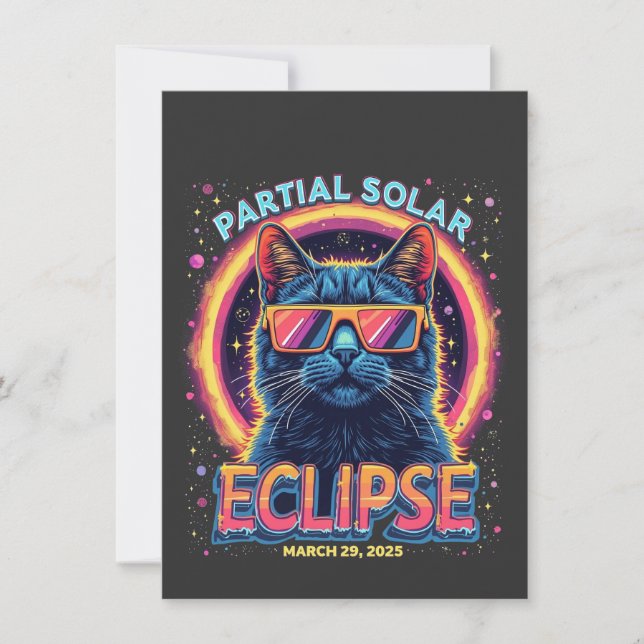 Tarjeta De Agradecimiento Eclipse Solar Parcial 2025 Gatito Gato  (Anverso)