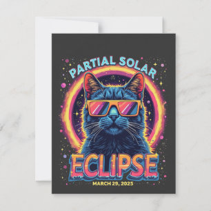 Tarjeta De Agradecimiento Eclipse solar parcial de gatito de 2025