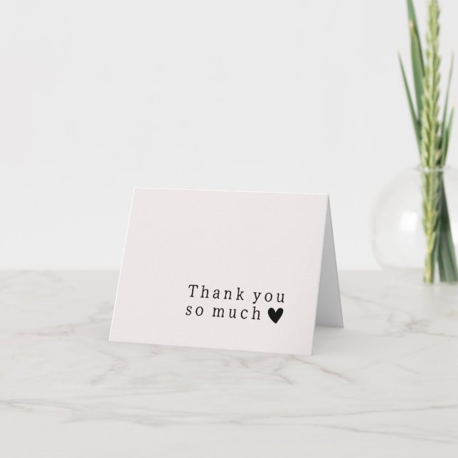 Tarjeta De Agradecimiento Ecru Boda Gracias Typography Heart Card (Anverso)