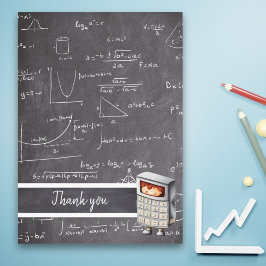 Tarjeta De Agradecimiento Ecuaciones Matemáticas Lindas en Pizarra para Niño