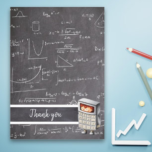 Tarjeta De Agradecimiento Ecuaciones Matemáticas Lindas en Pizarra para Niño