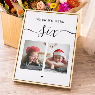 Tarjeta De Agradecimiento Edad y foto. Número de mesa de boda en blanco y ne