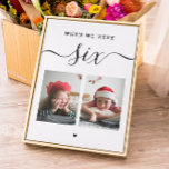 Tarjeta De Agradecimiento Edad y foto. Número de tabla de boda blanco negro<br><div class="desc">Boda de escritura en blanco y negro Tabla Número de tarjeta "Cuando teníamos edad" con foto del novio y la novia.</div>