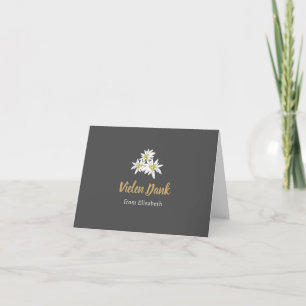 Tarjeta De Agradecimiento Edelweiss Wildflower Elegante Charcoa Bridal Showe