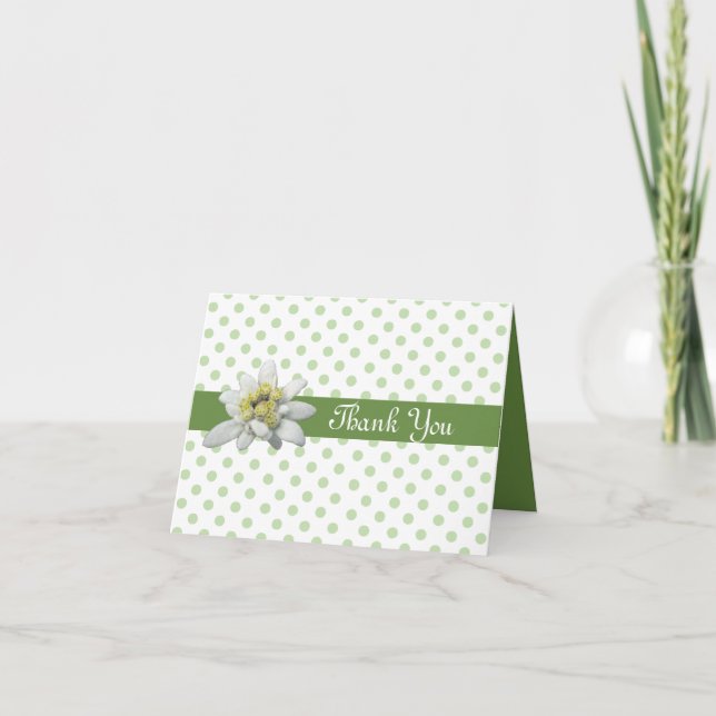 Tarjeta De Agradecimiento Edelweiss y el casarse de los lunares le agradecen (Anverso)