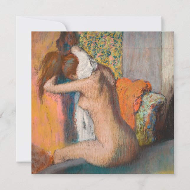 Tarjeta De Agradecimiento Edgar Degas - Después del baño, mujer limpiando el (Anverso)