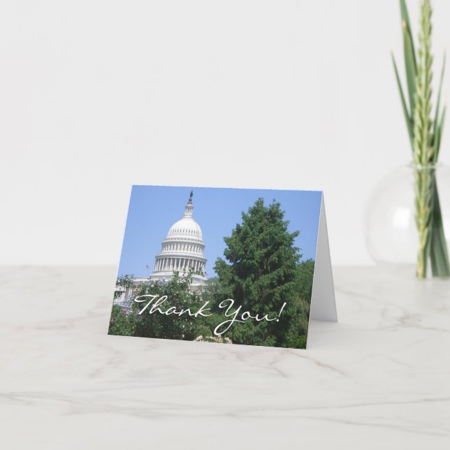 Tarjeta De Agradecimiento Edificio del Capitolio desde el parque Bartholdi (Anverso)