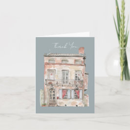 Tarjeta De Agradecimiento Edificio Histórico Acuarela de Nueva Orleans