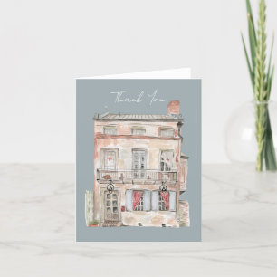 Tarjeta De Agradecimiento Edificio Histórico Acuarela de Nueva Orleans