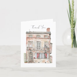 Tarjeta De Agradecimiento Edificio Histórico Acuarela de Nueva Orleans