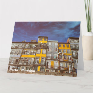 Tarjeta De Agradecimiento Edificios coloridos del distrito de Ribeira en Por