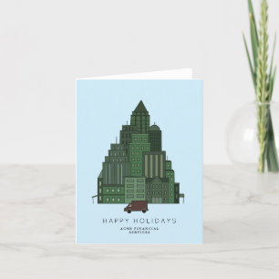 Tarjeta De Agradecimiento Edificios de árboles de navidad de la ciudad Negoc