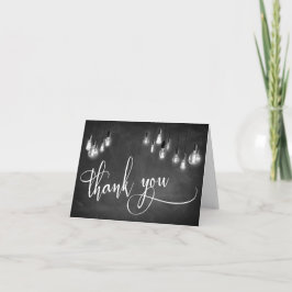 Tarjeta De Agradecimiento Edison Lights Chalkboard Typography Gracias