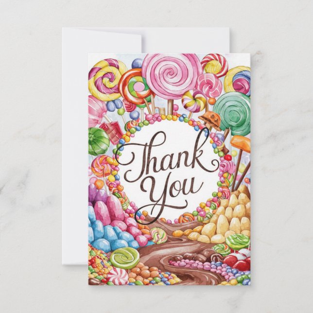 Tarjeta de agradecimiento Editable Boho Candyland (Anverso)