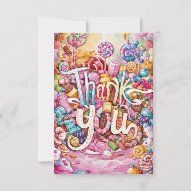 Tarjeta de agradecimiento Editable Boho Candyland (Anverso)