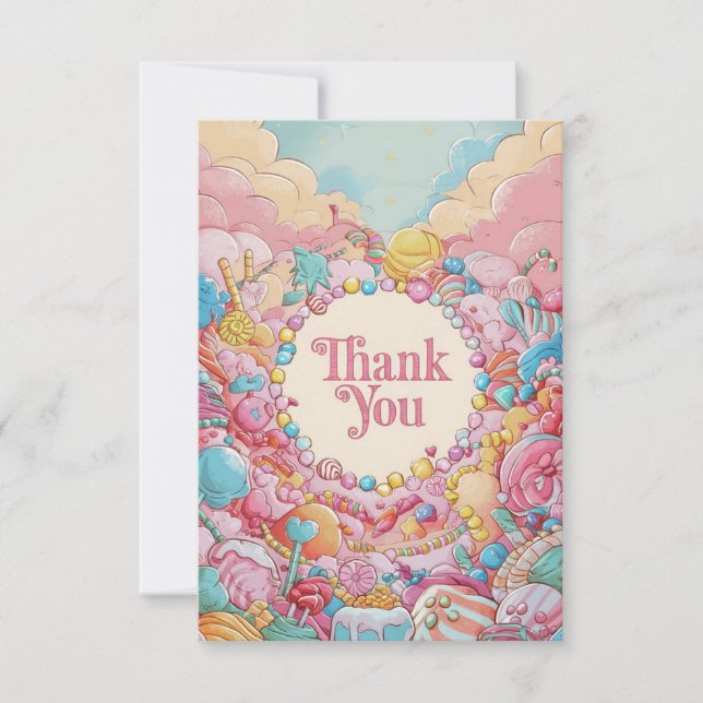 Tarjeta de agradecimiento Editable Boho Candyland (Anverso)