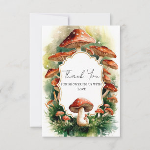 Tarjeta De Agradecimiento Editable Boho Mushroom Baby Shower