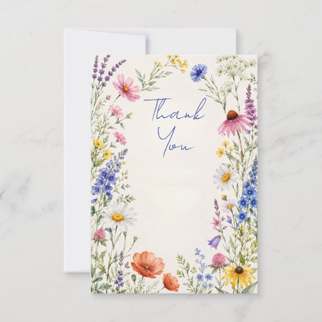 Tarjeta de agradecimiento editable de flores silve (Anverso)