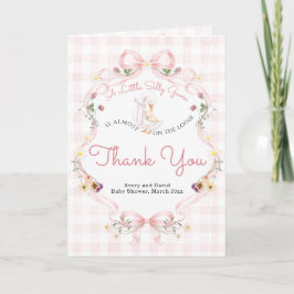 Tarjeta De Agradecimiento Editable Silly Goose Baby Shower Pink Bow