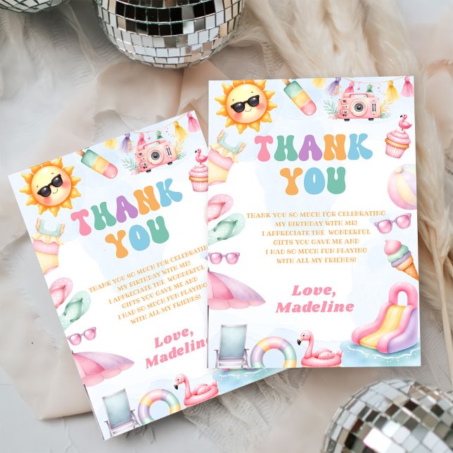 Tarjeta De Agradecimiento Editable Summer Waterslide Birthday Party (Subido por el creador)