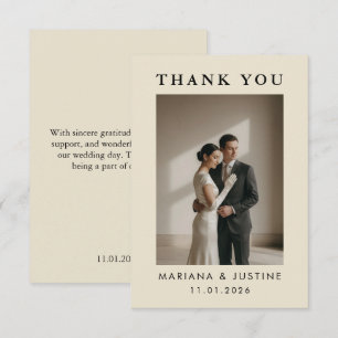 Tarjeta De Agradecimiento Editorial Minimalista Foto de Boda de Invierno C