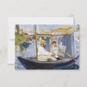 Tarjeta De Agradecimiento Edouard Manet - Monet en su barco estudio
