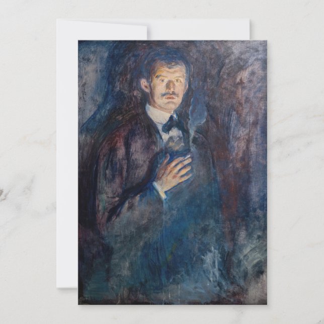 Tarjeta De Agradecimiento Edvard Munch - autorretrato con cigarrillo (Anverso)