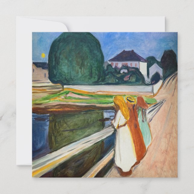 Tarjeta De Agradecimiento Edvard Munch - Los Chicas en el puente de la noche (Anverso)