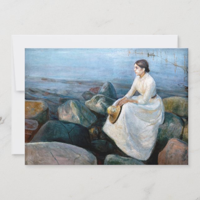 Tarjeta De Agradecimiento Edvard Munch - Noche de verano, Inger en la playa (Anverso)
