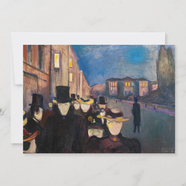 Tarjeta De Agradecimiento Edvard Munch - Por la noche en la calle Karl Johan (Anverso)