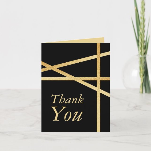 Tarjeta De Agradecimiento Efecto de lámina de oro estilo geométrico boda (Anverso)